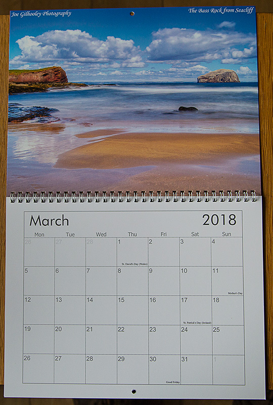 MARCH 2018 Scottish Calendar - The Bass Rock from Seacliff