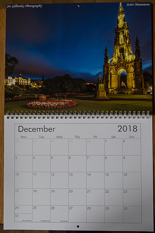 DECEMBER 2018 Scottish Calendar - Scott Monument