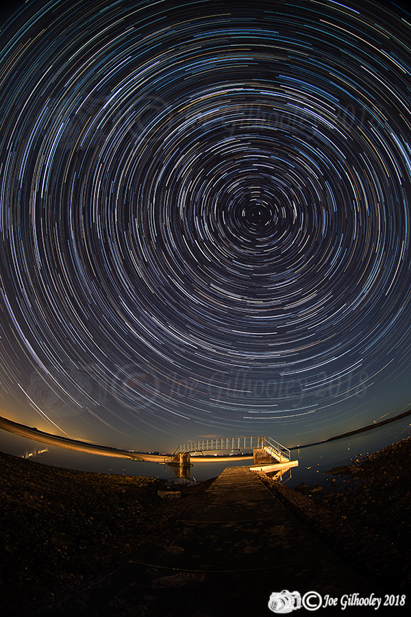 Belhaven Bridge Star Trails image taken over a 90 minutes period with a fisheye lens