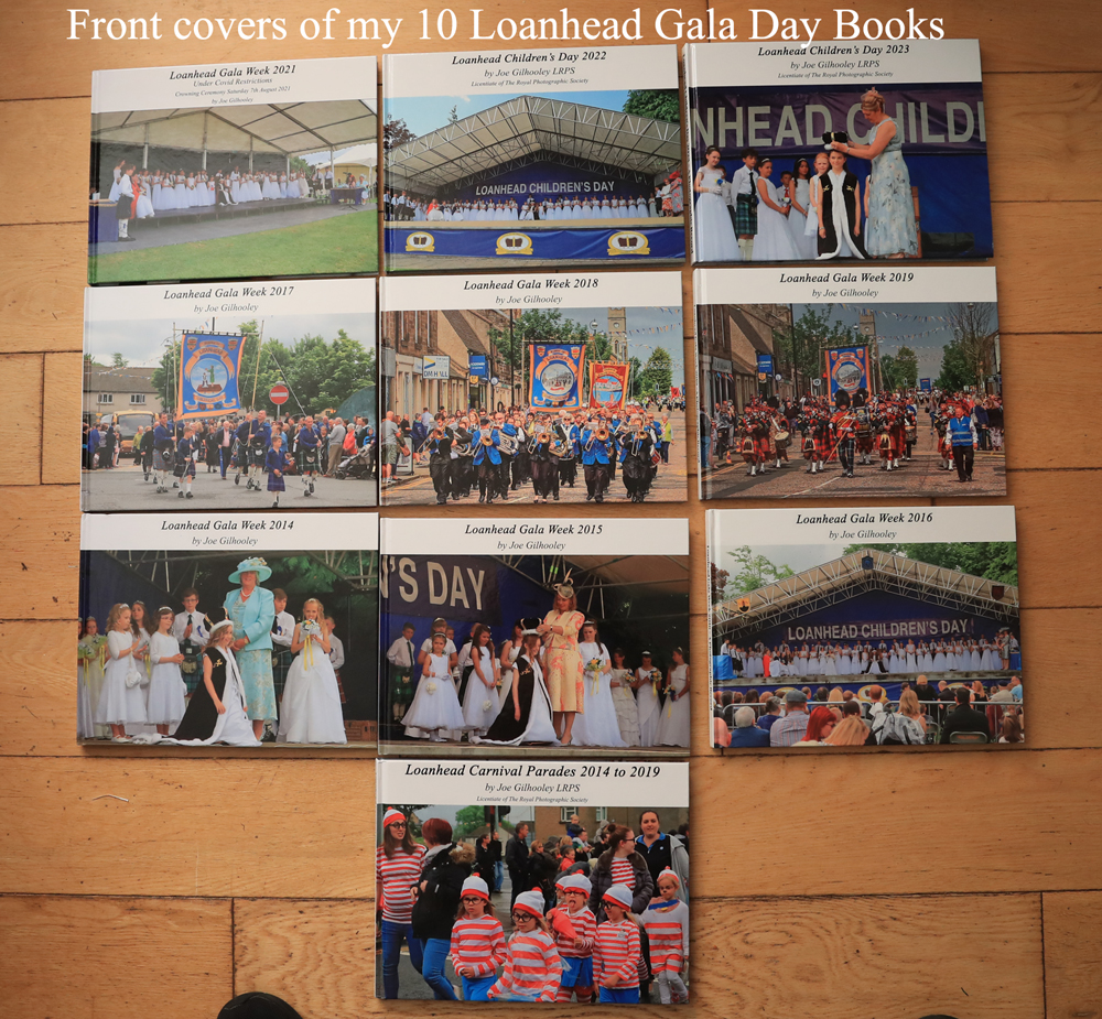 Front Covers of 10 Loanhead Gala Day Books