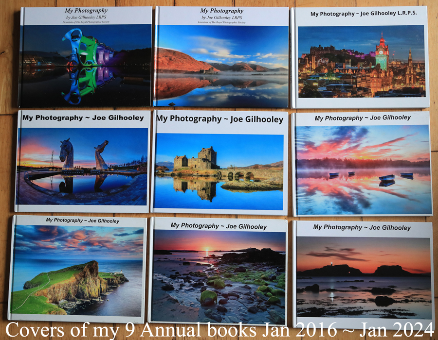 Covers of my first 9 annual photo books