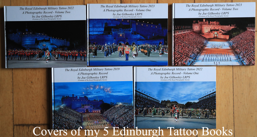 Covers of my 5 Royal Edinburgh Military Tattoo Books