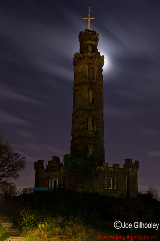 Calton Hill by Moonlight Nelson Monument