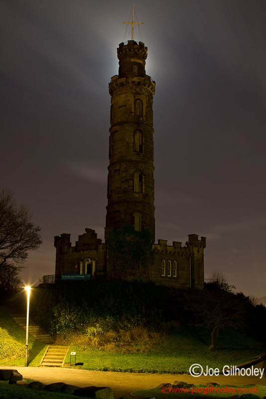 Calton Hill by Moonlight Nelson Monument
