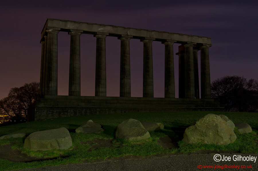 Calton Hill by Moonlight. Athens of the North by night