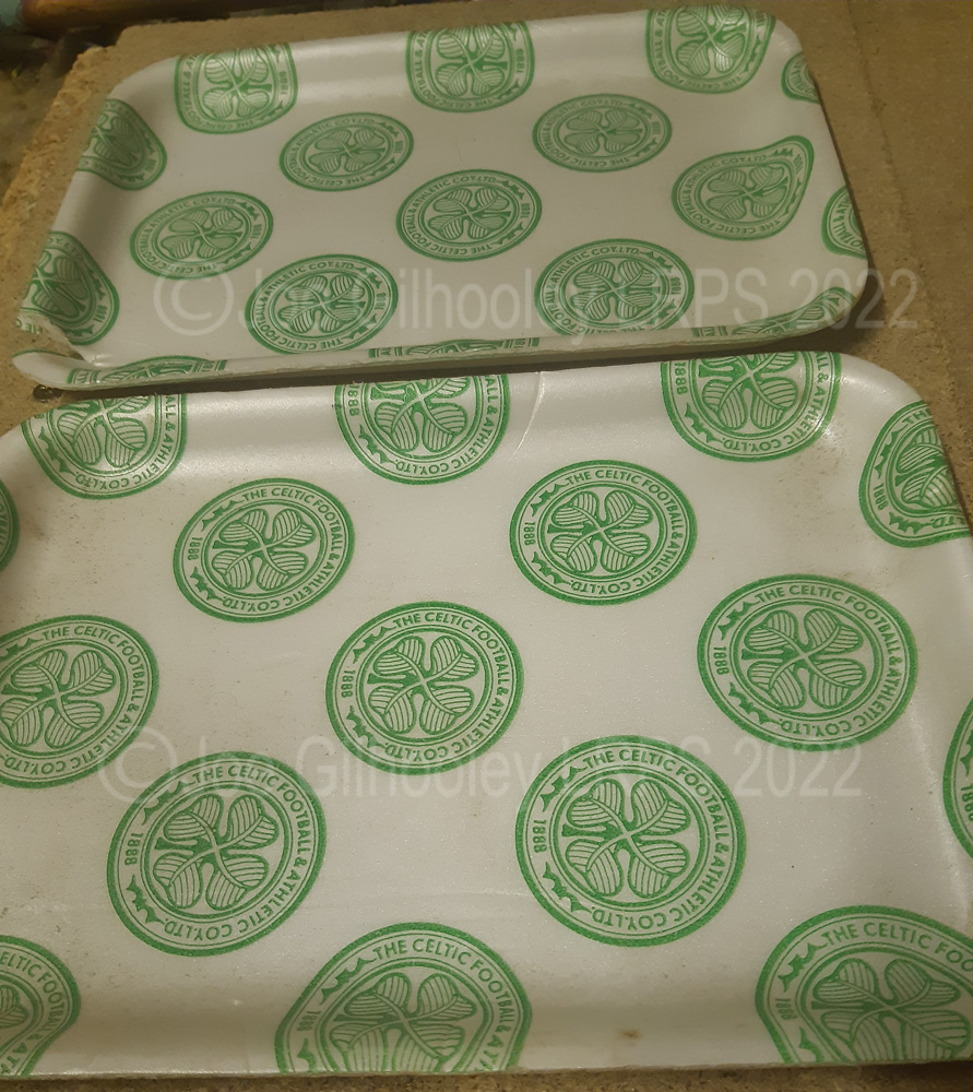 A 1980s Polystyrene Celtic Food Kiosk crested tray