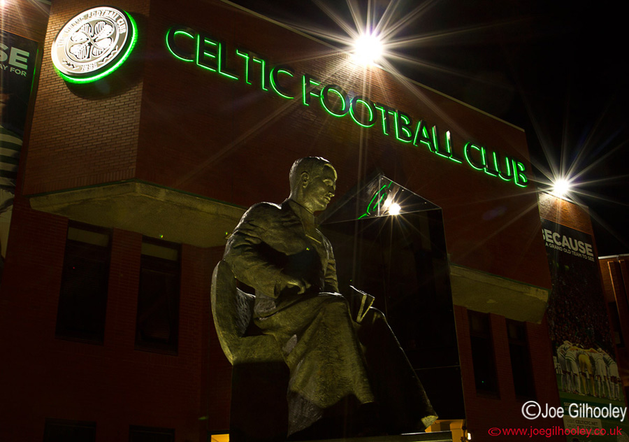 Celtic Park - Brother Walfrid Statue by night