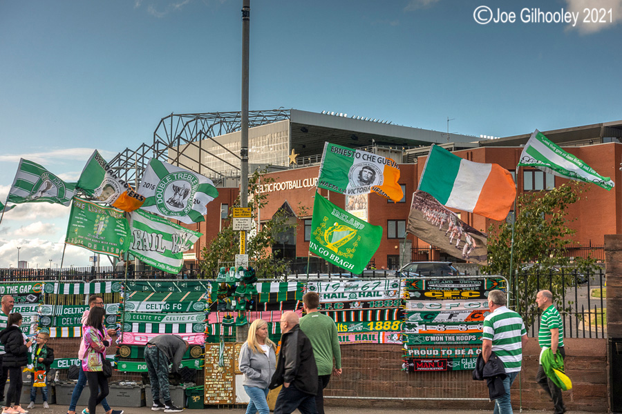 Celtic Park - Street Vendor flags blowing in wind took my eye