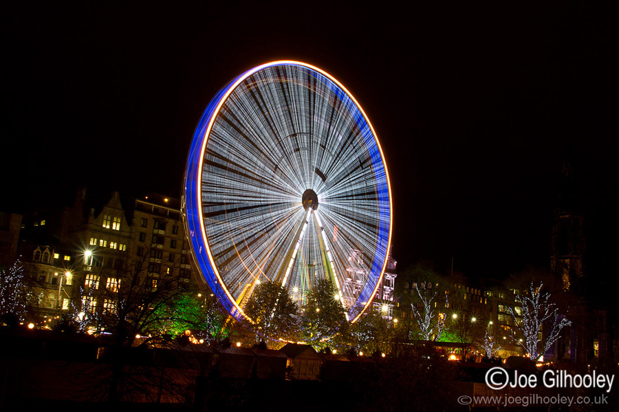 Edinburgh by Night - Big Wheel in Princes St Gardens- 25th November 2013 - long shutter image 