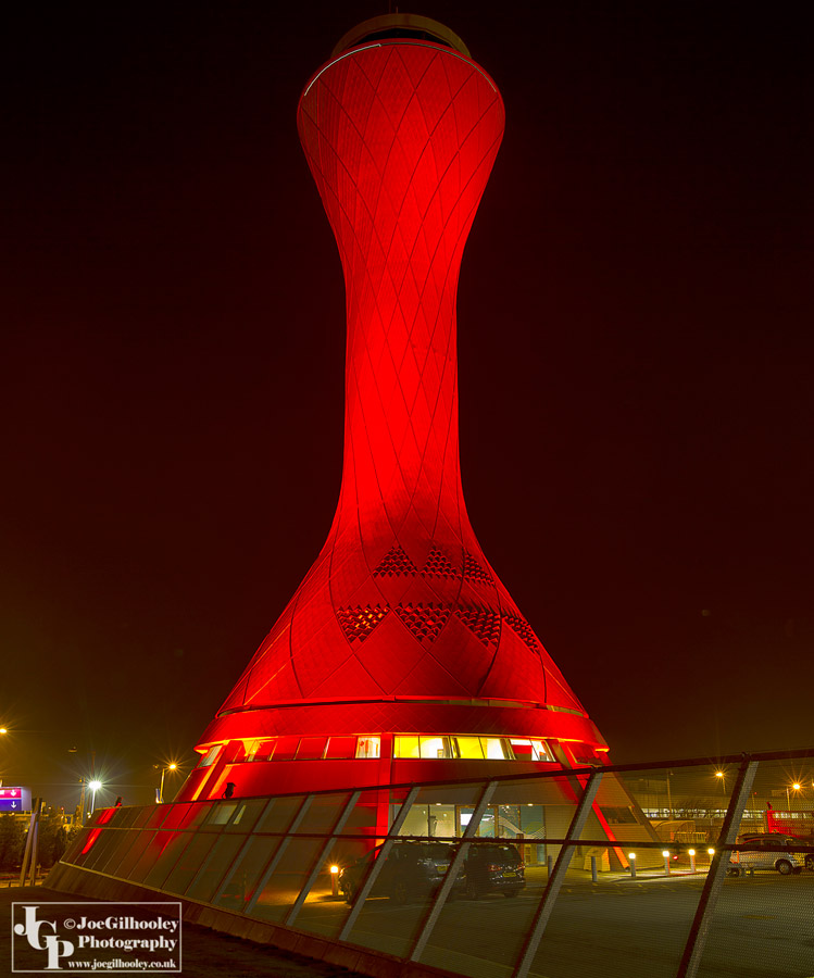Edinburgh Airport Air Traffic Control Tower - Red for Poppy Appeal Scotland 2015