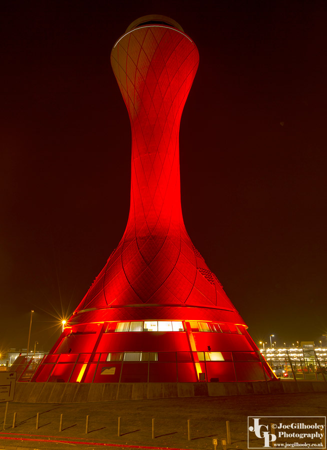 Edinburgh Airport Air Traffic Control Tower - Red for Poppy Appeal Scotland 2015