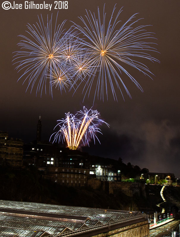 Edinburgh Torchlight Procession Fireworks from North Bridge