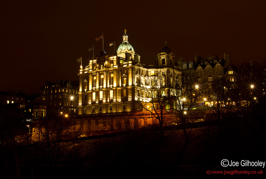 Edinburgh by Night - Bank of Scotland on The Mound - 9th December 2013 - long shutter image