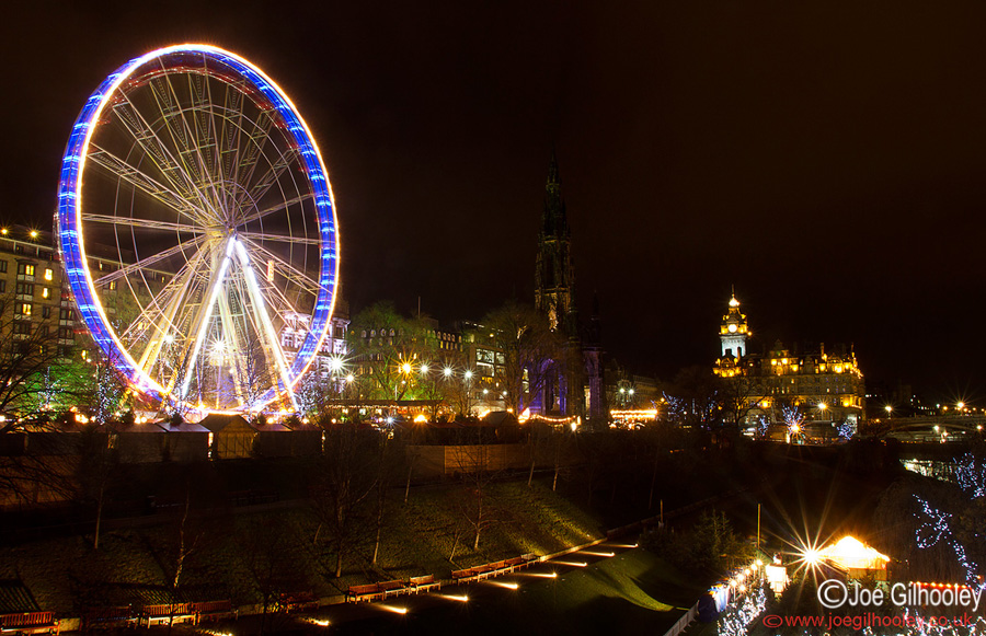 Edinburgh by Night - Big Wheel in Princes St Gardens- 9th December 2013 - long shutter image 