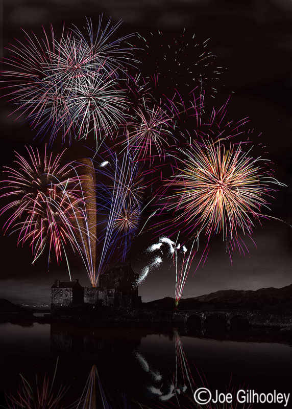 Eilean Donan Castle - I took firework images taken in 2013 and blended image into a night shot