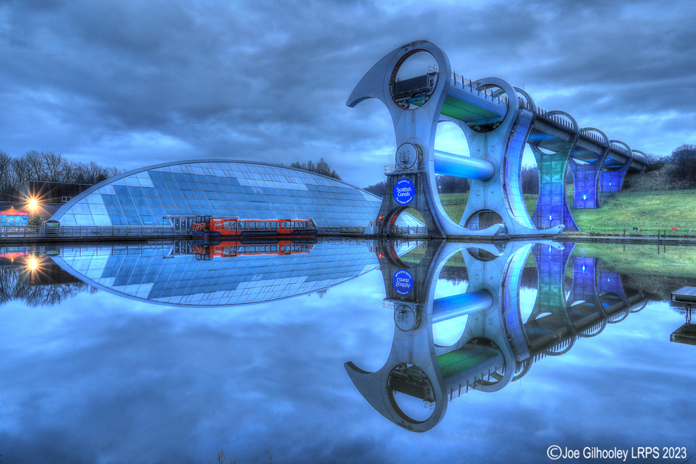 The Falkirk Wheel lights starting to come on The Falkirk Wheel lights starting to come on