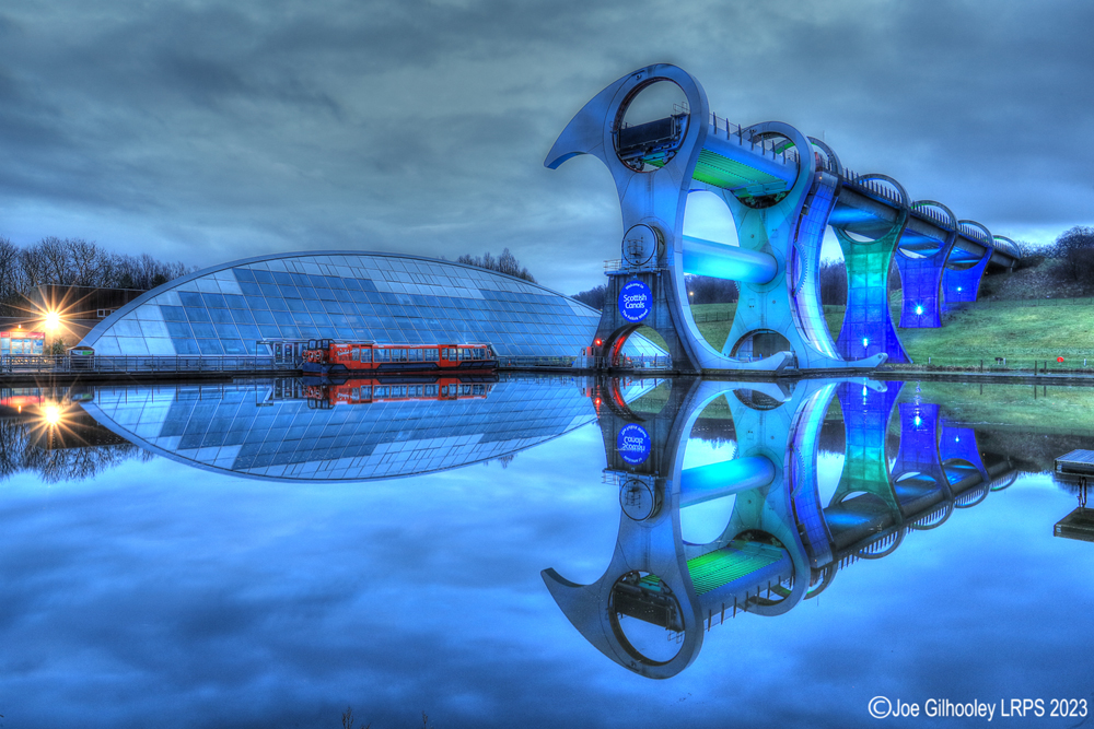 The Falkirk Wheel lights starting to come on The Falkirk Wheel lights starting to come on