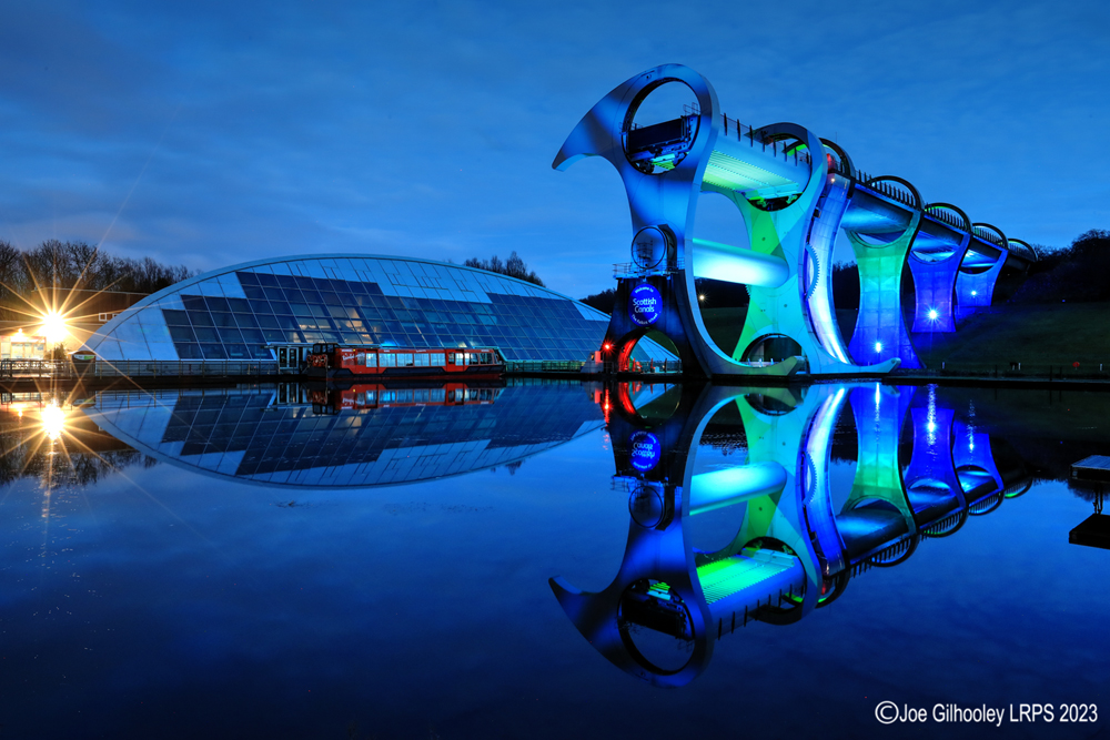 The Falkirk Wheel lit for St Patrick's Day