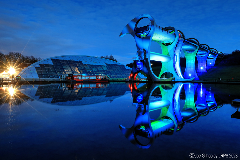 The Falkirk Wheel lit for St Patrick's Day