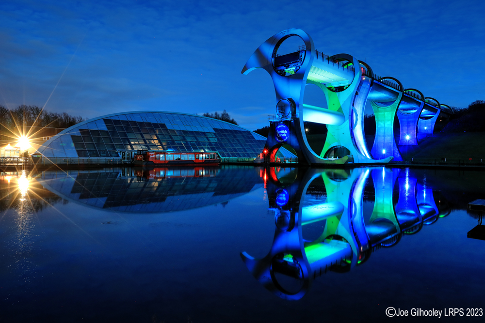 The Falkirk Wheel lit for St Patrick's Day