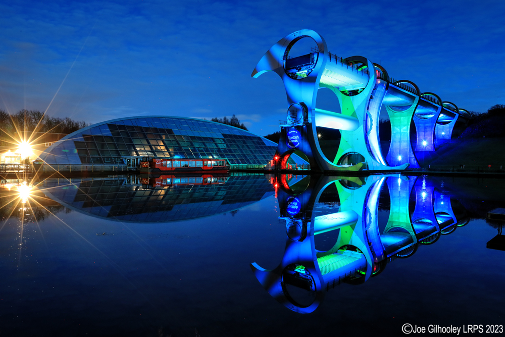 The Falkirk Wheel lit for St Patrick's Day