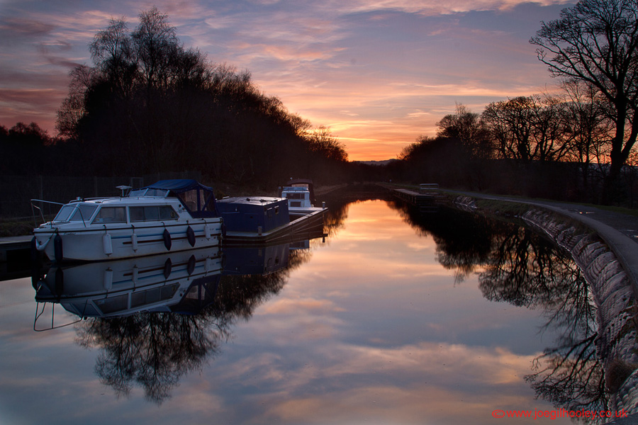 Falkirk Wheel by Night - Sunset on canal