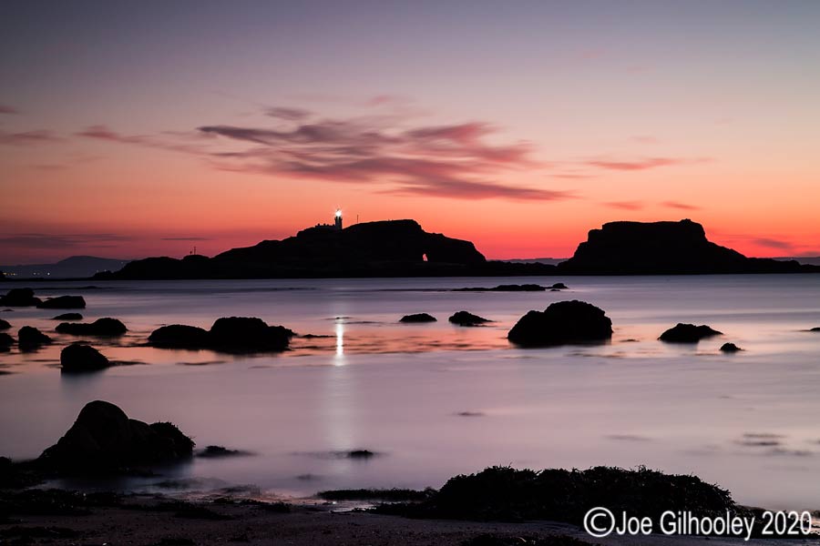Fidra Island Lighthouse from Yellowcraigs Beach - pre dawn