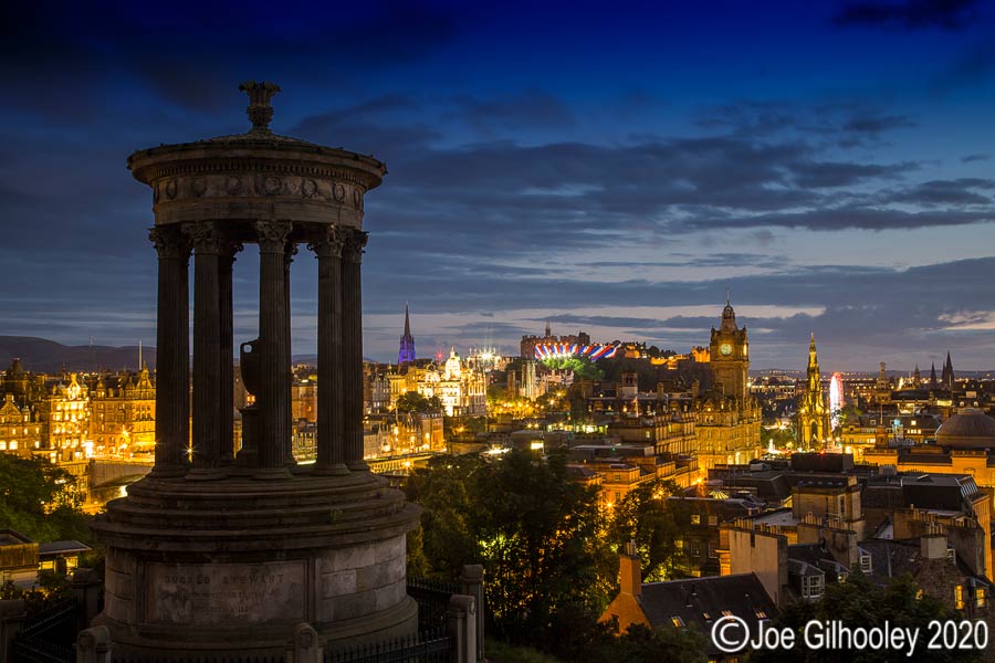 Edinburgh from Calton Hill - Dugald Stewart Monument in foreground