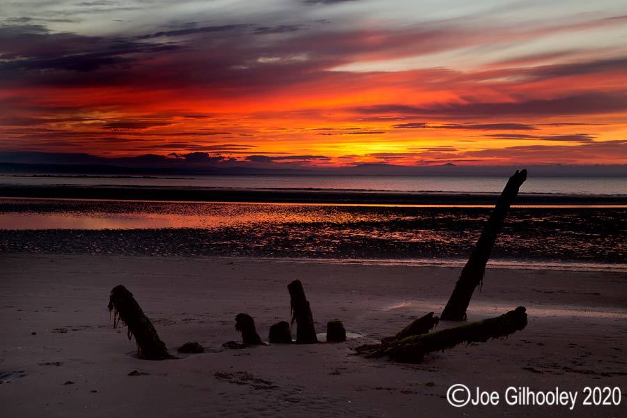 Longniddry Shore Wreck at sunset