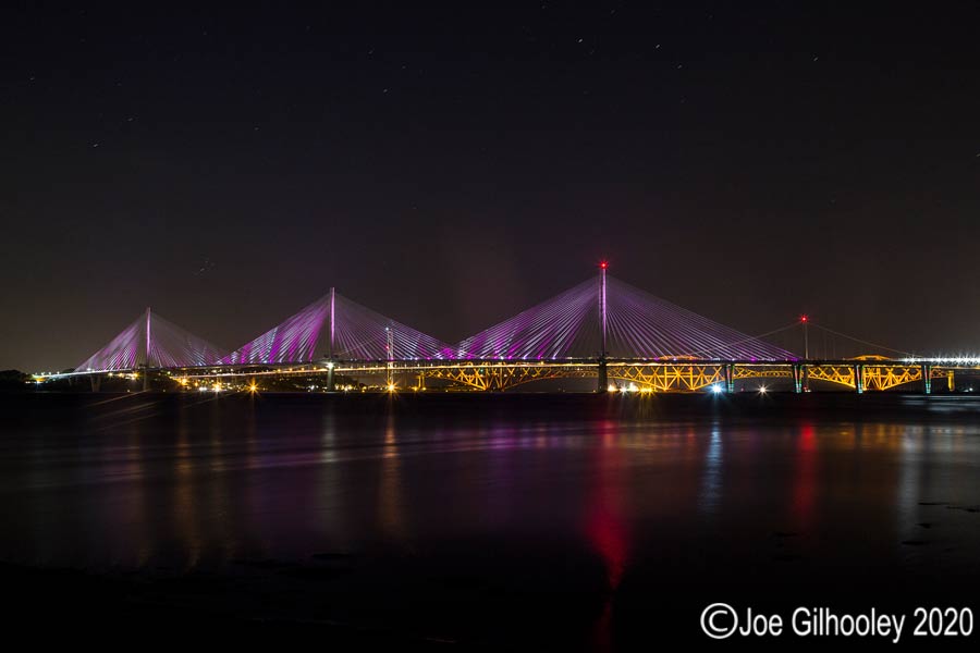 The Queensferry Crossing lit