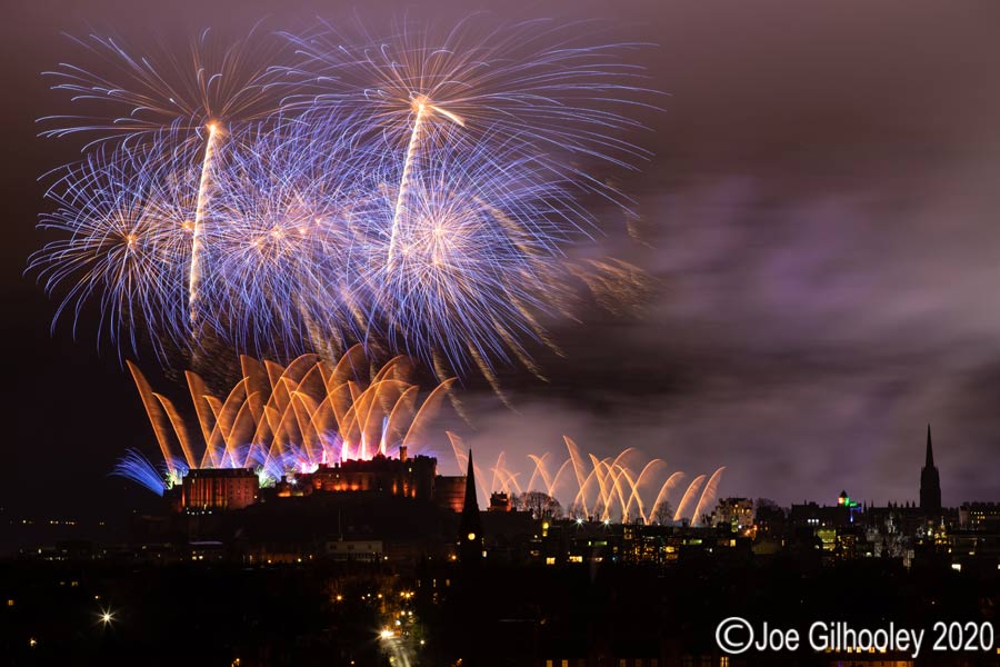 Edinburgh New Year Fireworks over Edinburgh Castle