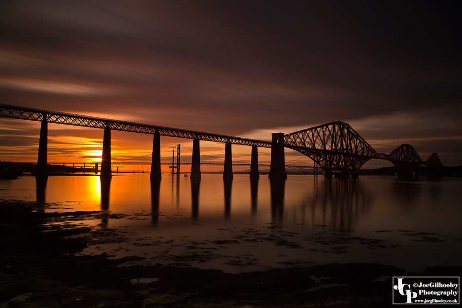 Forth Bridge silhouette at sunset