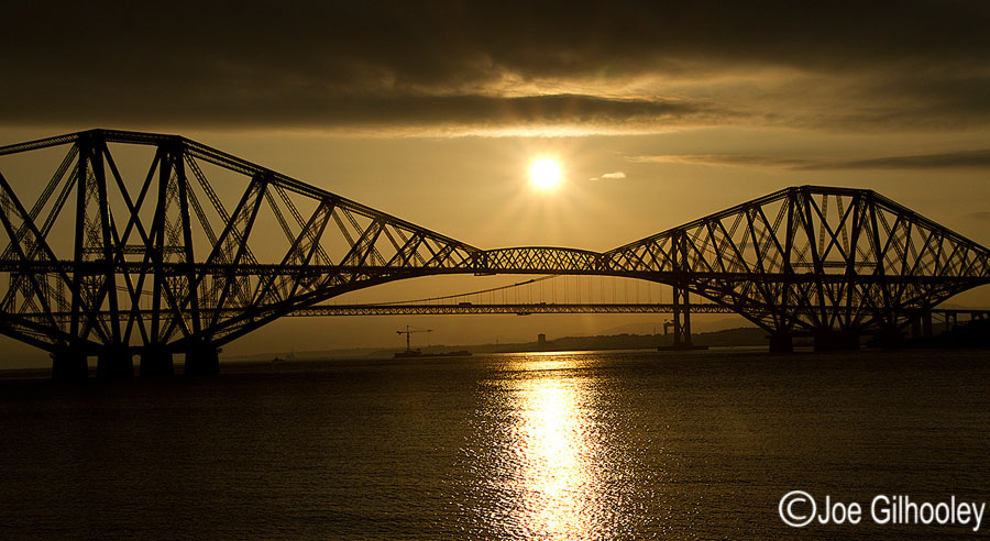 Forth Bridge at dusk - 10th July - managed top get the star burst on sun I have been after