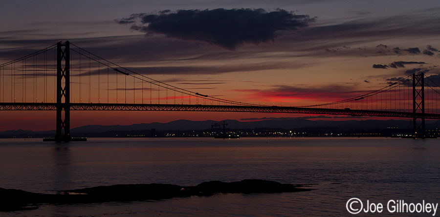 Forth Road Bridge by sunset 
