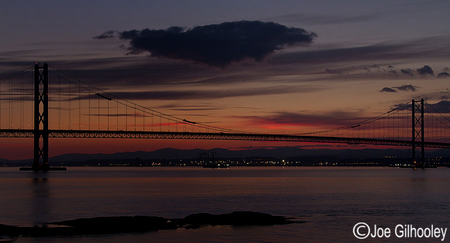 Forth Road Bridge by sunset 