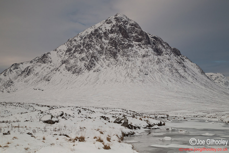 Buachaille Etive Mor and frozen River Etive