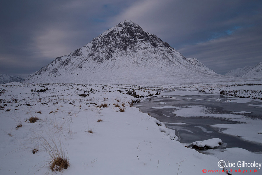 Buachaille Etive Mor and frozen River Etive
