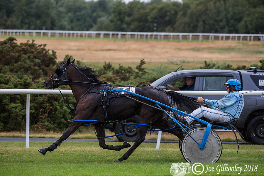 Harness Racing at Musselburgh Racecourse - Fourth race in the rain. Lots of spray from wheels