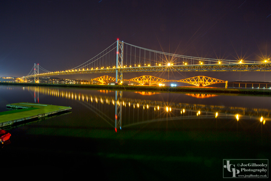 Forth Road Bridge and Forth Bridge by Night