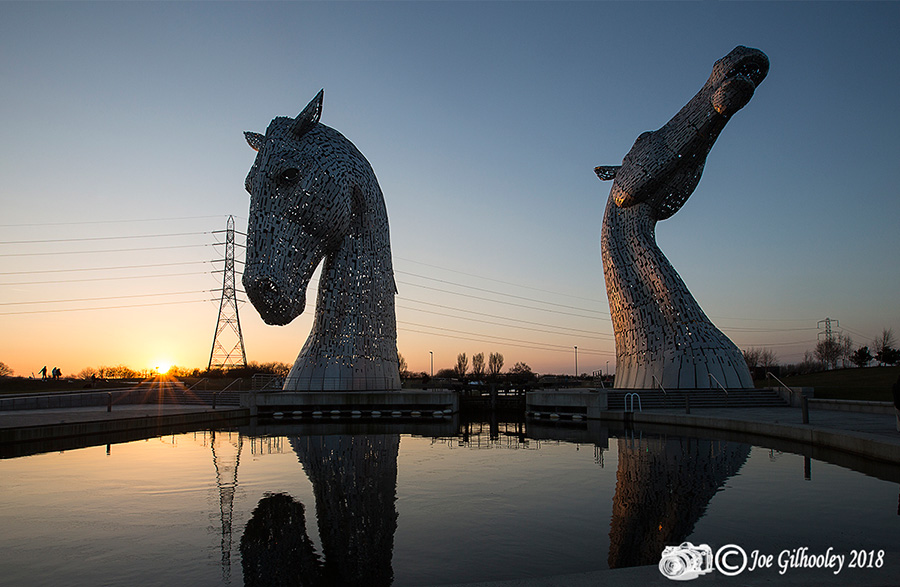 The Kelpies just before sunset