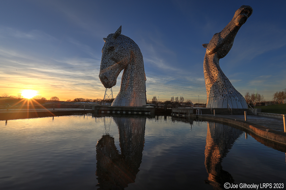 The Kelpies at sunset