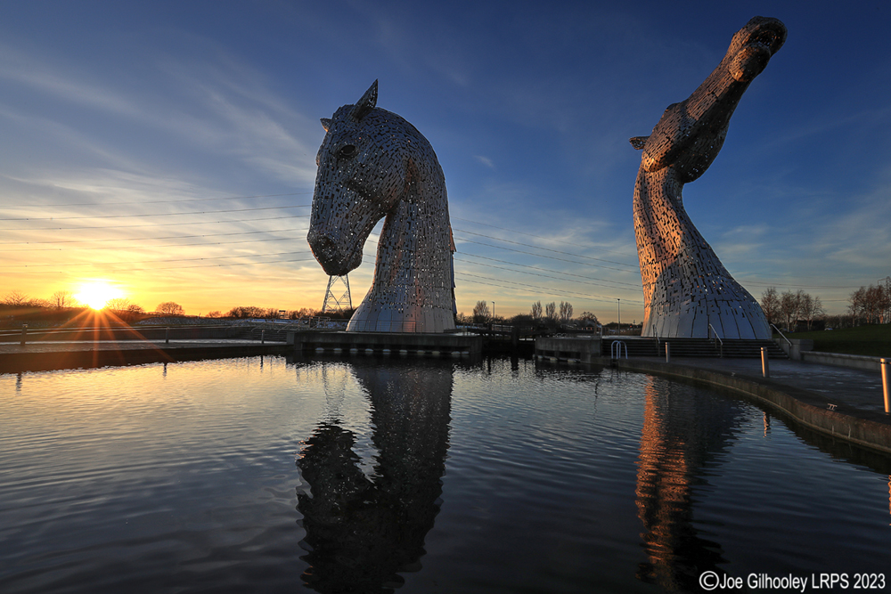 The Kelpies at sunset