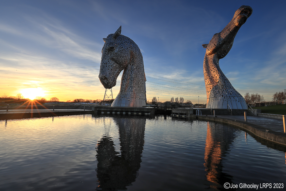 The Kelpies at sunset