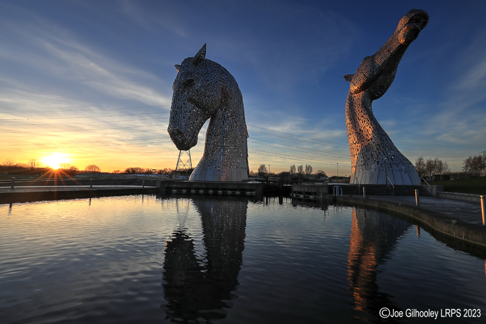 The Kelpies at sunset