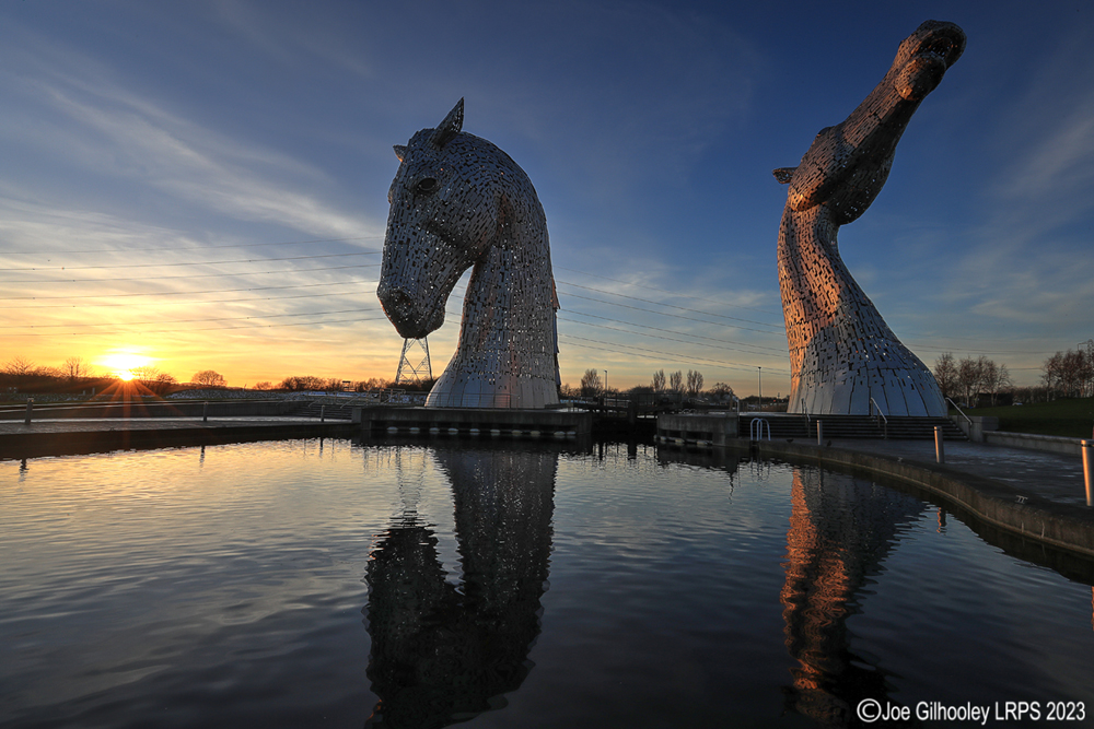 The Kelpies at sunset