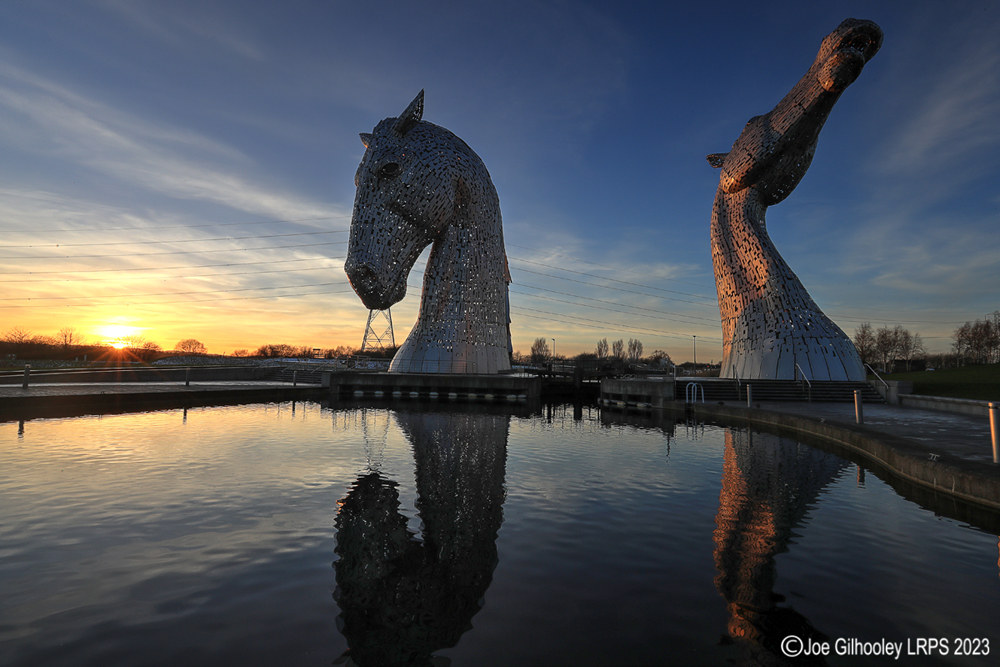 The Kelpies at sunset