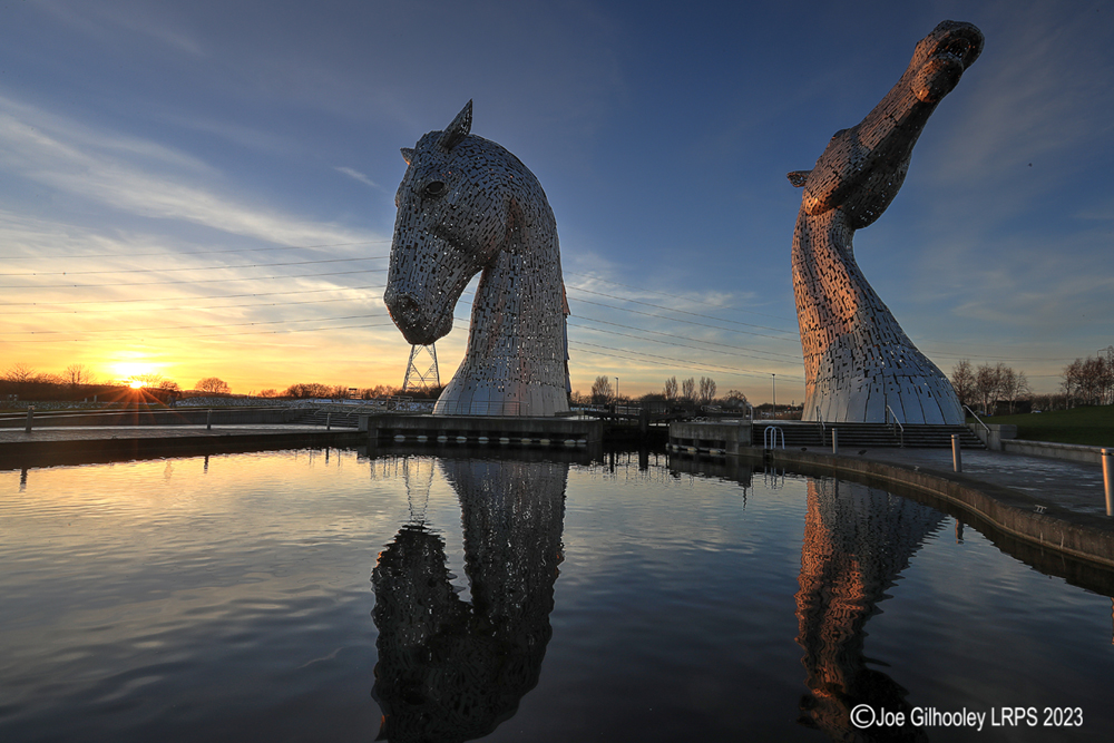 The Kelpies at sunset