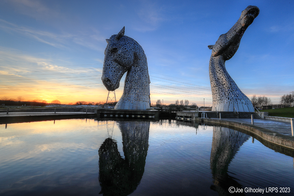 The Kelpies at sunset