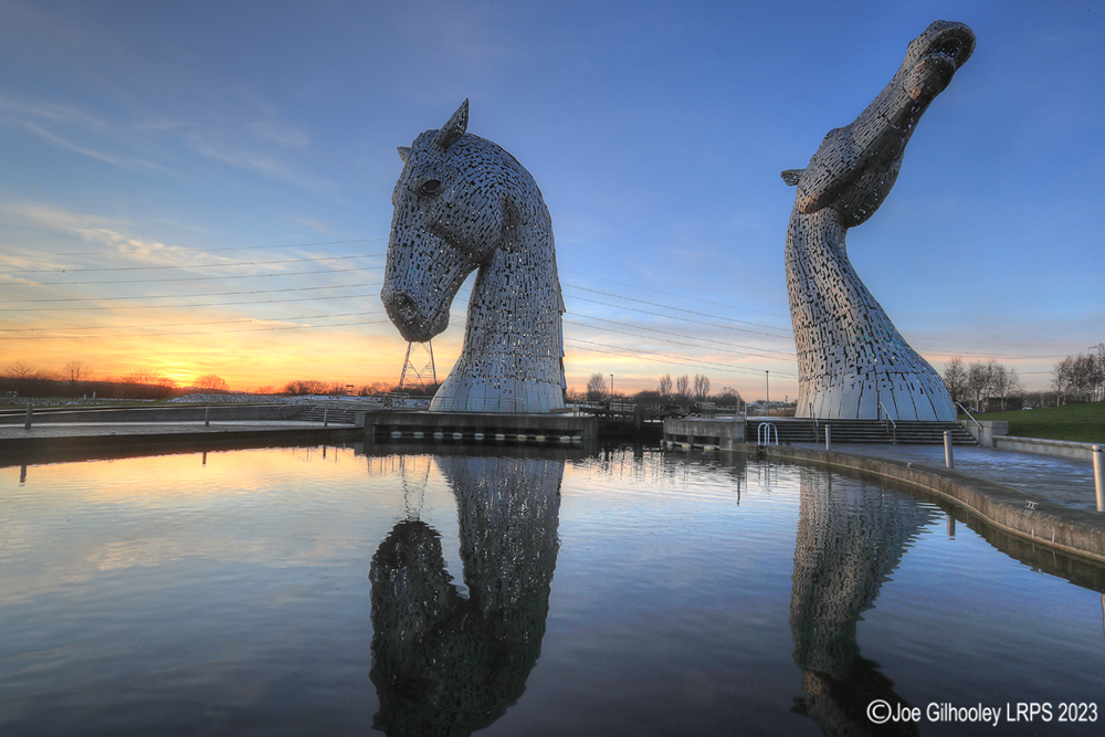 The Kelpies at sunset