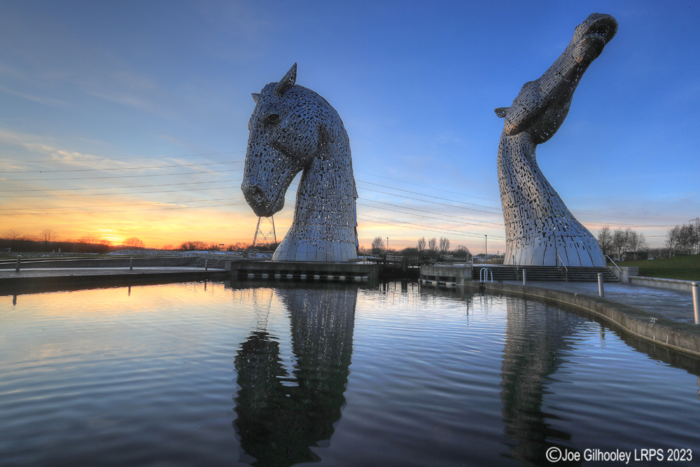 The Kelpies at sunset